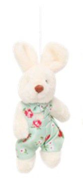 Mini Coelho de Pelúcia Articulado com Roupa Floral Verde 10cm - Coleção Pot Pourri - Ref 1826740 Cromus