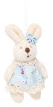 Mini Coelha de Pelúcia Articulado com Vestido Floral Azul 10cm - Coleção Pot Pourri - Ref 1826740FA Cromus