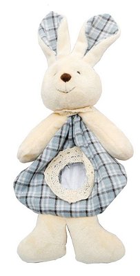 Bolsinha Coelho Xadrez Azul com Visor PVC 19cm - Coleção Popcorn - Ref 1013215 Páscoa Cromus