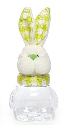 Pote Coelho Xadrez Verde 20x9x8cm com 1 Unidade - Ref 1721139V Páscoa Cromus