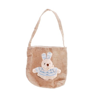 Bolsinha de Páscoa Cru com Mini Coelha de Pelúcia 12x22x2cm - Ref 211535 Páscoa Cromus