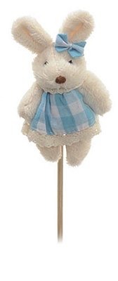Pick Coelha de Pelúcia no Palito Vestido Xadrez Azul - Ref 1321204F Páscoa Cromus