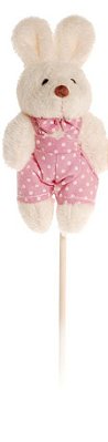 Pick Coelho de Pelúcia no Palito Roupa Poá Rosa- Ref 1420293 Páscoa Cromus