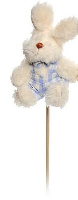 Pick Coelho de Pelúcia no Palito Roupa Xadrez Azul - Ref 1721163 Páscoa Cromus