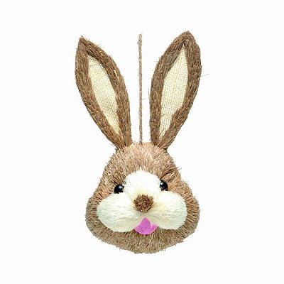 Enfeite de Pendurar Cabeça de Coelho de Palha 31X16X8cm - Coleção Rustic - Ref 1011167 Páscoa Cromus