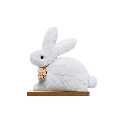 Silhueta Coelho de Pelúcia Branco 22x22.5x6cm - Ref 1013672 Páscoa Cromus