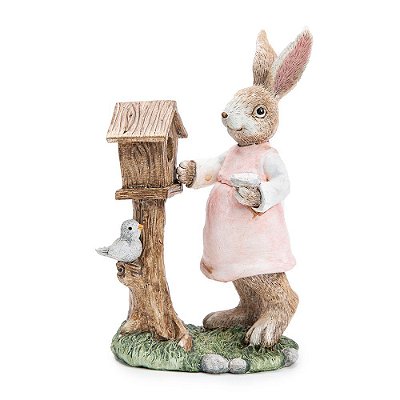 Coelha Decorativa de Resina com Caixa de Correspondência 16cm - Coleção Fancy - Ref 1014475 Páscoa Cromus