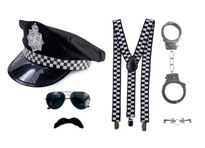 Kit Acessórios Fantasia Policial Adulto com 6 Itens - Ref 29003861 Cromus