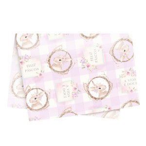 Papel de Seda Decorado Páscoa Serena Rosa 44x69cm com 5 Unidades - Ref 12100123 Cromus