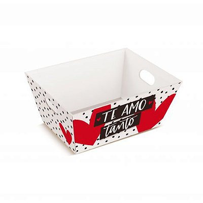 Cesta Rígida de Papel Te Amo Tanto 27x21x12cm com 1 Unidade - Ref 19000650 Cromus