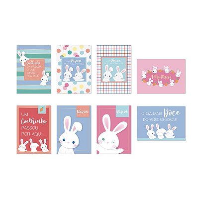 Cartaz Decorativo Os Coelhinhos 25x35cm com 8 Unidades - Ref 13004728 Páscoa Cromus