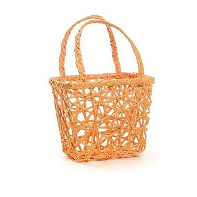 Cesta Retangular de Papel Trançado Laranja 15x8x23cm com 1 Unidade - Ref 1823026 Páscoa Cromus