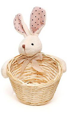 Cesta de Páscoa Coelho Poá Rosa com 1 Unidade - Ref 1827201R Páscoa Cromus