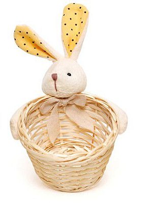 Cesta de Páscoa Coelho Poá Amarelo com 1 Unidade - Ref 11827201 Páscoa Cromus