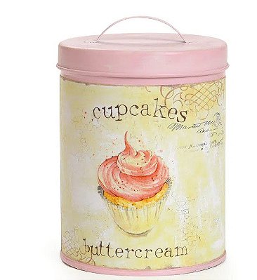Lata com Tampa Rosa Cupcake 13x10x10cm com 1 Unidade - Ref 1520504 Páscoa Cromus