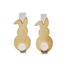 Prendedor de Madeira Decorado Silhueta de Coelho com Pompom - Ref 1823116 Páscoa Cromus