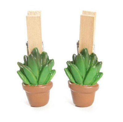 Prendedor de Madeira Decorado Suculenta com 6 Unidades - Ref 1821472 Cromus