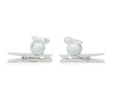 Prendedor de Madeira Decorado com Coelho Branco 3D - Ref 1720794 Páscoa Cromus