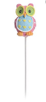 Pick Decorativo de Resina Coruja Rosa no Palito Jogo com 6 Unidades - Ref 1520975 Cromus