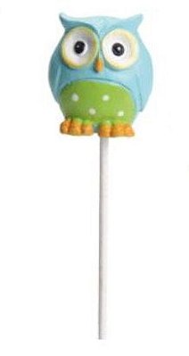 Pick Decorativo de Resina Coruja Azul no Palito Jogo com 6 Unidades - Ref 1520978 Cromus