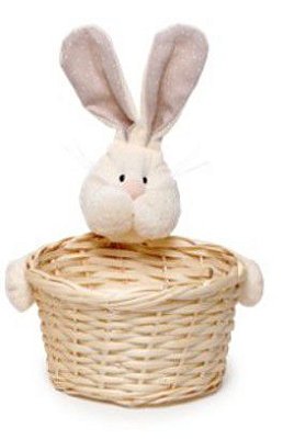 Cesta de Páscoa de Vime com Coelho de Pelúcia Poá Nude 20x18x18 - Ref 1827269 Páscoa Cromus