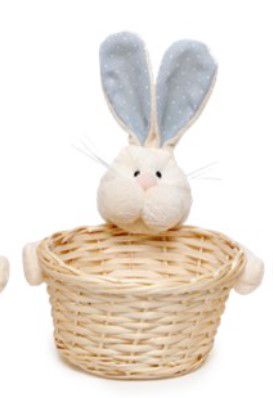 Cesta de Páscoa de Vime com Coelho de Pelúcia Poá Verde 20x18x18 - Ref 1827269A Páscoa Cromus