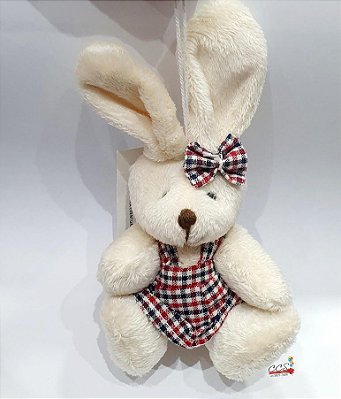 Mini Coelha de Pelúcia Sentado Xadrez Azul e Vermelho 14cm - Coleção Apple Pie - Ref 1620947F1 Páscoa Cromus