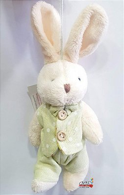 Mini Coelho de Pelúcia Articulado com Roupa Verde Claro 21cm - Candy Colors - Ref 1321074 Páscoa Cromus
