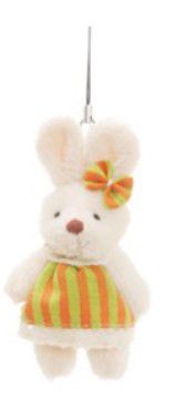 Mini Coelha de Pelúcia com Roupa Listrada Laranja e Verde 10cm - Ref 1321248F Páscoa Cromus