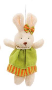Mini Coelha de Pelúcia com Roupa Listrada Laranja e Verde 15cm - Ref 1321250 Páscoa Cromus
