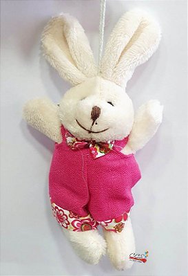 Mini Coelho de Pelúcia Roupa Pink 13cm - Coleção Maria Mole - Ref 1522103 Páscoa Cromus