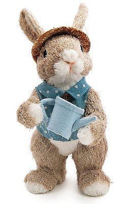 Coelho de Palha Italiana em Pé com Regador Na Mão 24cm - Coleção Milkshake - Ref 1013944 Páscoa Cromus