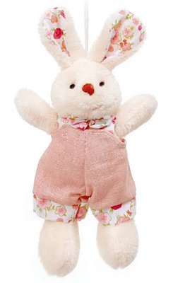 Mini Coelho de Pelúcia Roupa Rosa Floral 16cm - Coleção Suspiro - Ref 1220653 Páscoa Cromus