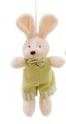 Mini Coelho de Pelúcia Roupa Listrada Verde 15cm - Coleção Candy Colors - Ref 1321040 Páscoa Cromus