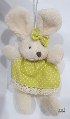 Mini Coelha de Pelúcia Poá Verde Limão 16cm - Ref 1420077F Páscoa Cromus