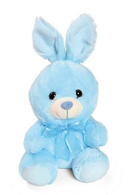 Coelho de Pelúcia Azul com Laço no Pescoço 26cm - Coleção Kids - Ref 1821714A Páscoa Cromus