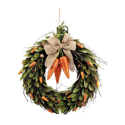 Guirlanda de Páscoa Lascas de Madeira com Cenouras de Juta e Laço - Coleção Fondant - Ref 1013121 Páscoa Cromus