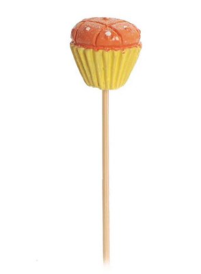 Pick Palito Para Petiscos com Cupcake de Resina Amarelo e Laranja Jogo com 6 Unidadades - Ref 1421235 Cromus
