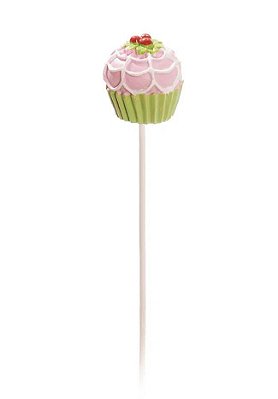 Pick Palito Longo Decorativo de Resina Cupcake Lilas Jogo com 6 Unidades - Picks Decorados - Ref 1421194 Cromus