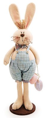 Coelho Decorativo em Pé Segurando Ovos 50x15x15cm - Coleção Terracota - Ref 1016027 Páscoa Cromus