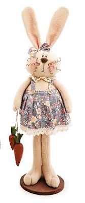 Coelha Decorativa em Pé Segurando Cenouras 50x15x15cm - Coleção Terracota - Ref 1016027F Páscoa Cromus