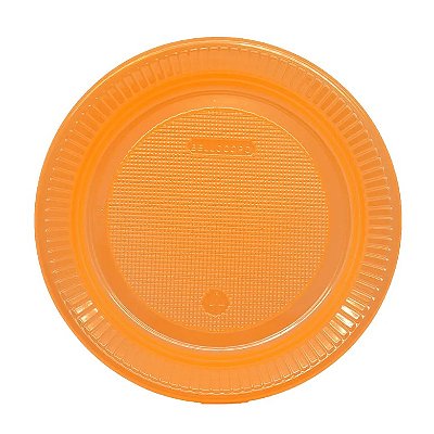 Prato Descartável de Plástico Neon Laranja 15cm com 10 Unidades - Bello
