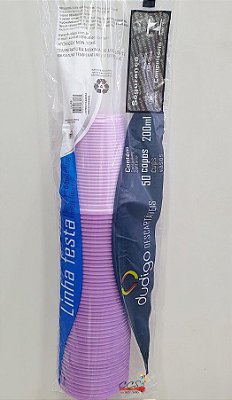 Copo Descartável de Plástico Lilás 200ML com 50 Unidades - Dudigo
