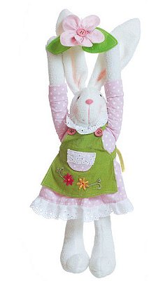 Coelha de Pelúcia Para Pendurar Segurando Flor 44x15cm - Coleção Baunilha - Ref 1322275 Páscoa Cromus