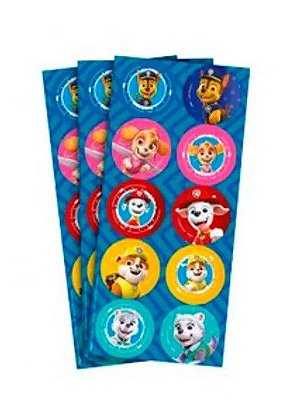 Adesivo Redondo Festa Patrulha Canina com 30 Unidades - Ref 113764.6 Regina