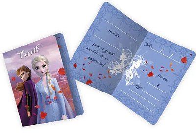 Convite de Aniversário Festa Frozen II com 12 Unidades - Ref 115882.1 Regina