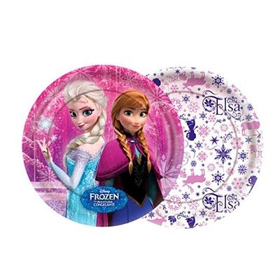 Prato Descartável de Papel 18cm Festa Frozen com 12 Unidades - Ref 117965.9 Regina(out)