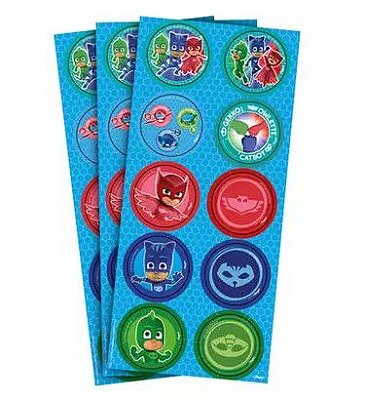 Adesivo Redondo Festa Pj Masks com 30 Unidades - Ref 108235.3 Regina