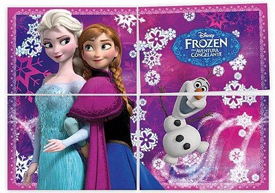 Painel Decorativo 4 Laminas Festa Frozen 126x88cm com 1 Unidade - Ref 100598.7 Regina