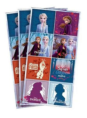 Adesivo Quadrado Grande Festa Frozen 6x6cm com 24 Unidades - Ref 114801.0 Regina